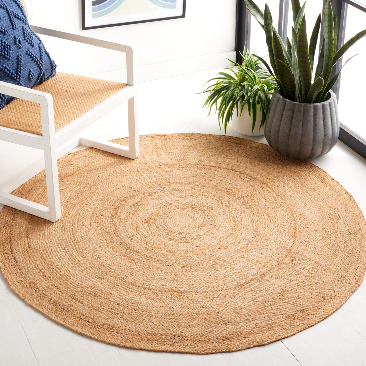 SAFAVIEH Natural Damla Fiber Farmhouse Round Area Rug