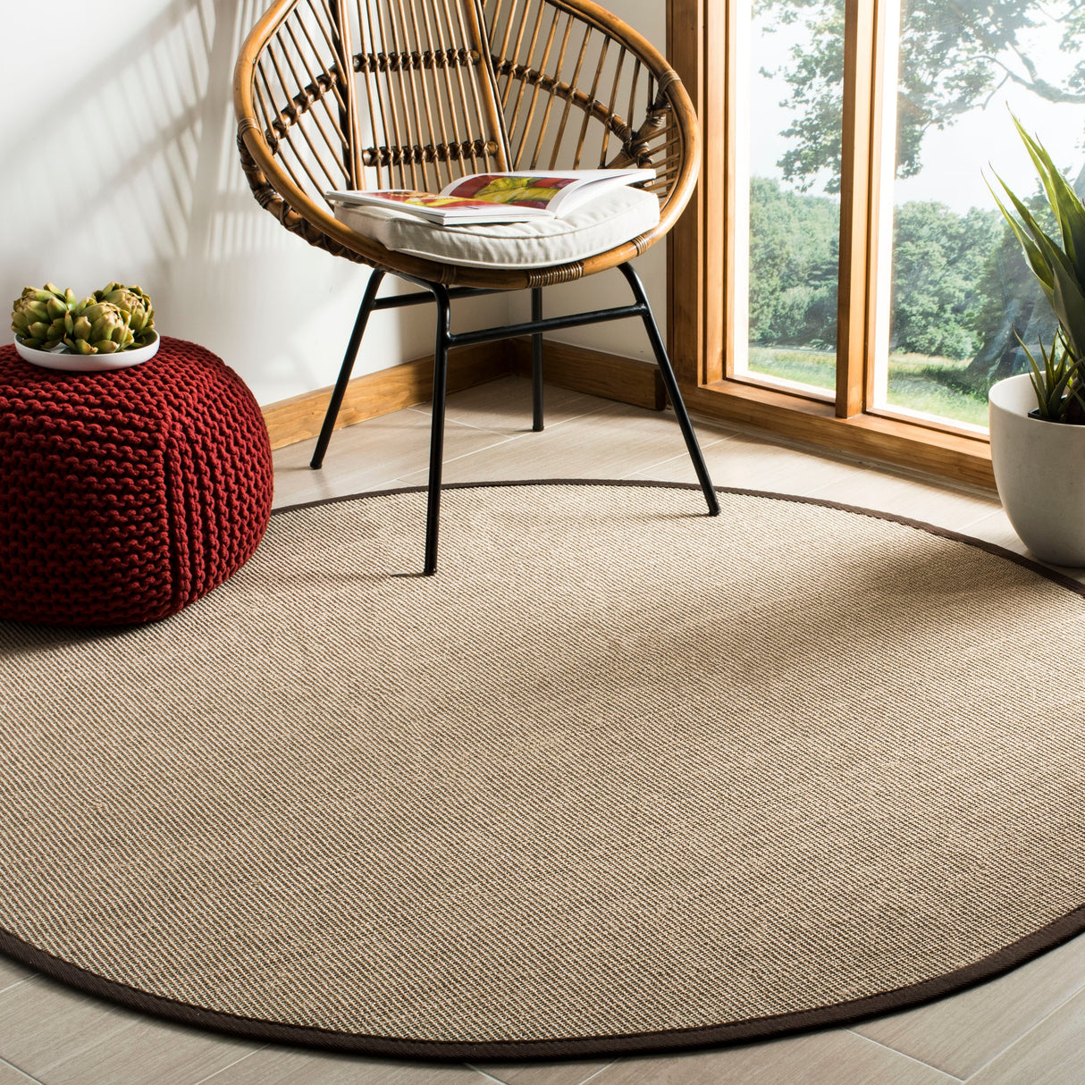 SAFAVIEH Natural Fiber Alleen Casual Border Sisal Rug