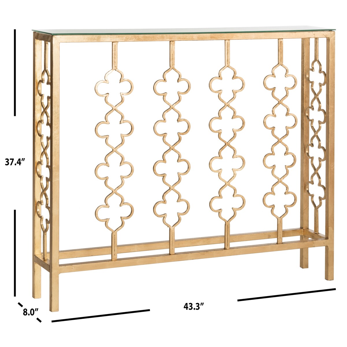 SAFAVIEH Nazaria Antique Gold Leaf Console Table - 43.3" x 8" x 37.4" - 43Wx8Dx37H