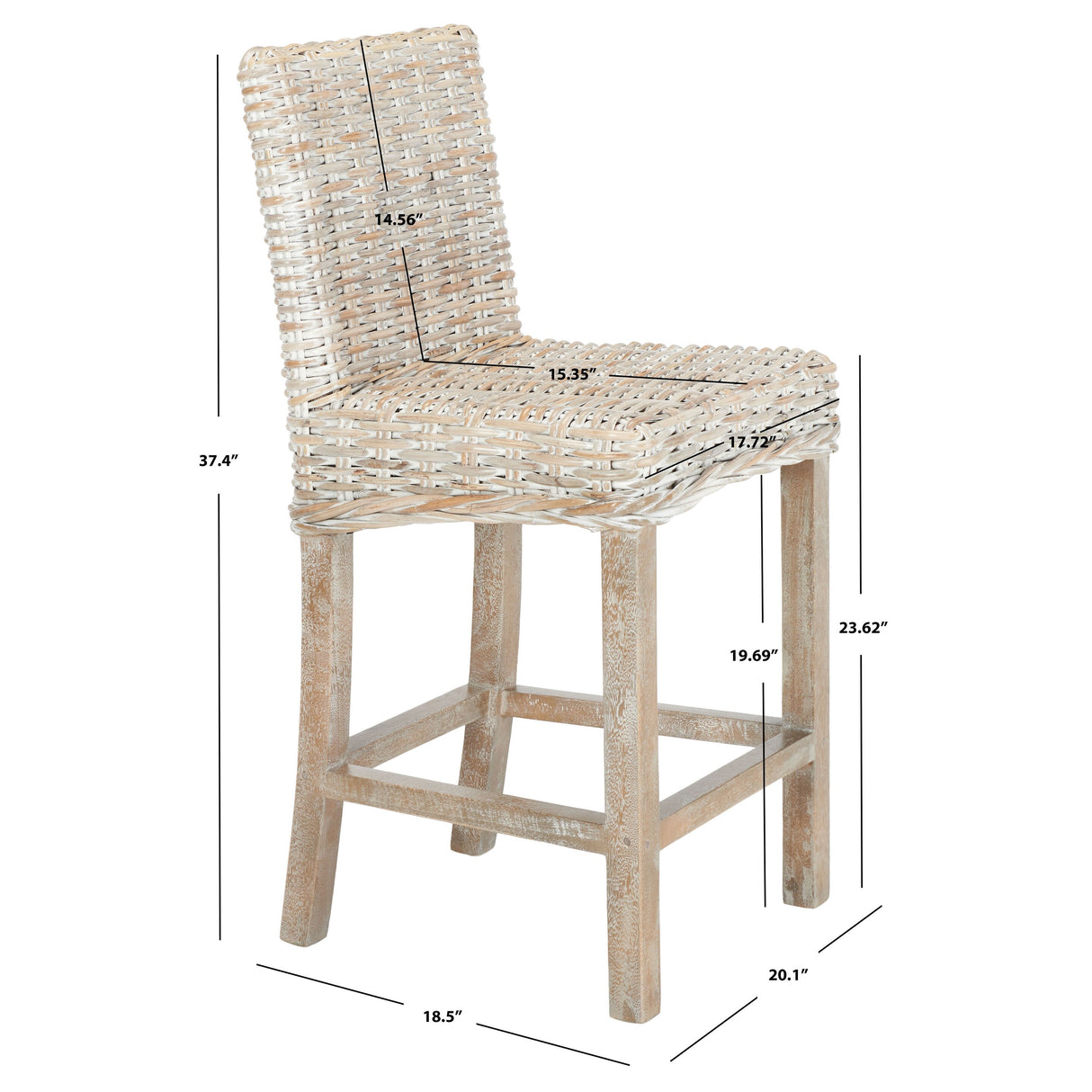 SAFAVIEH Nazmije Rattan 24-inch Counter Stool - 20Wx19Dx37H