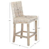 SAFAVIEH Nazmije Rattan 24-inch Counter Stool - 20Wx19Dx37H