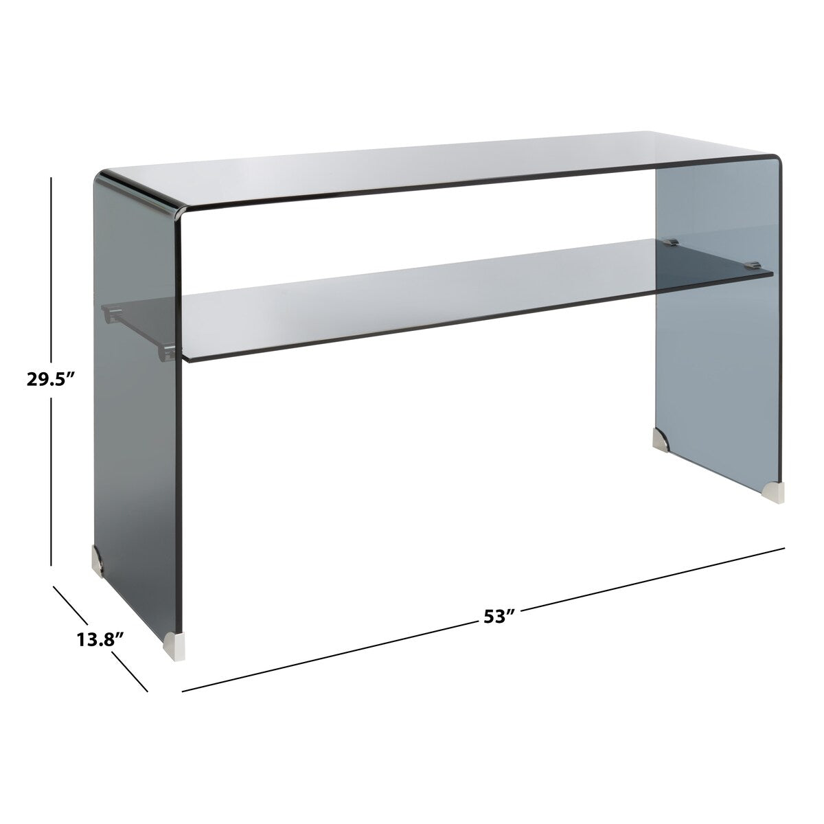 SAFAVIEH Nelie Tempered Glass 1-Shelf Console Table - 53 In. W x 14 In. D x 30 In. H - 53Wx14Dx30H