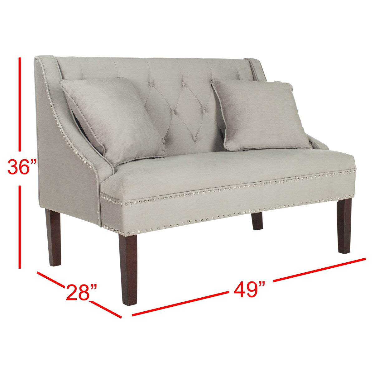 SAFAVIEH Nevjanka Modern Loveseat Settee - 49" x 28" x 36" - 49Wx28Dx36H