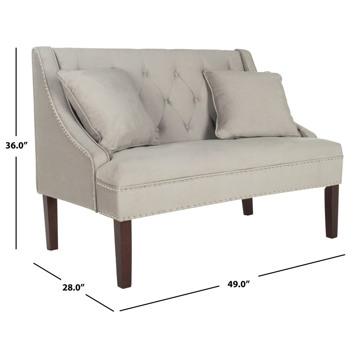 SAFAVIEH Nevjanka Modern Loveseat Settee - 49" x 28" x 36" - 49Wx28Dx36H