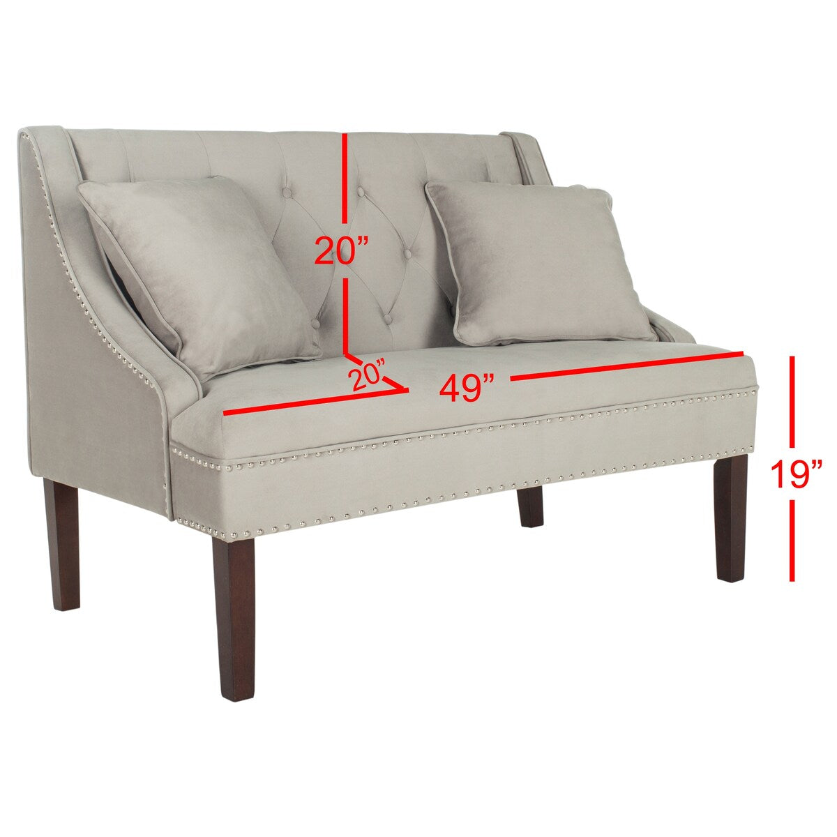 SAFAVIEH Nevjanka Modern Loveseat Settee - 49" x 28" x 36" - 49Wx28Dx36H