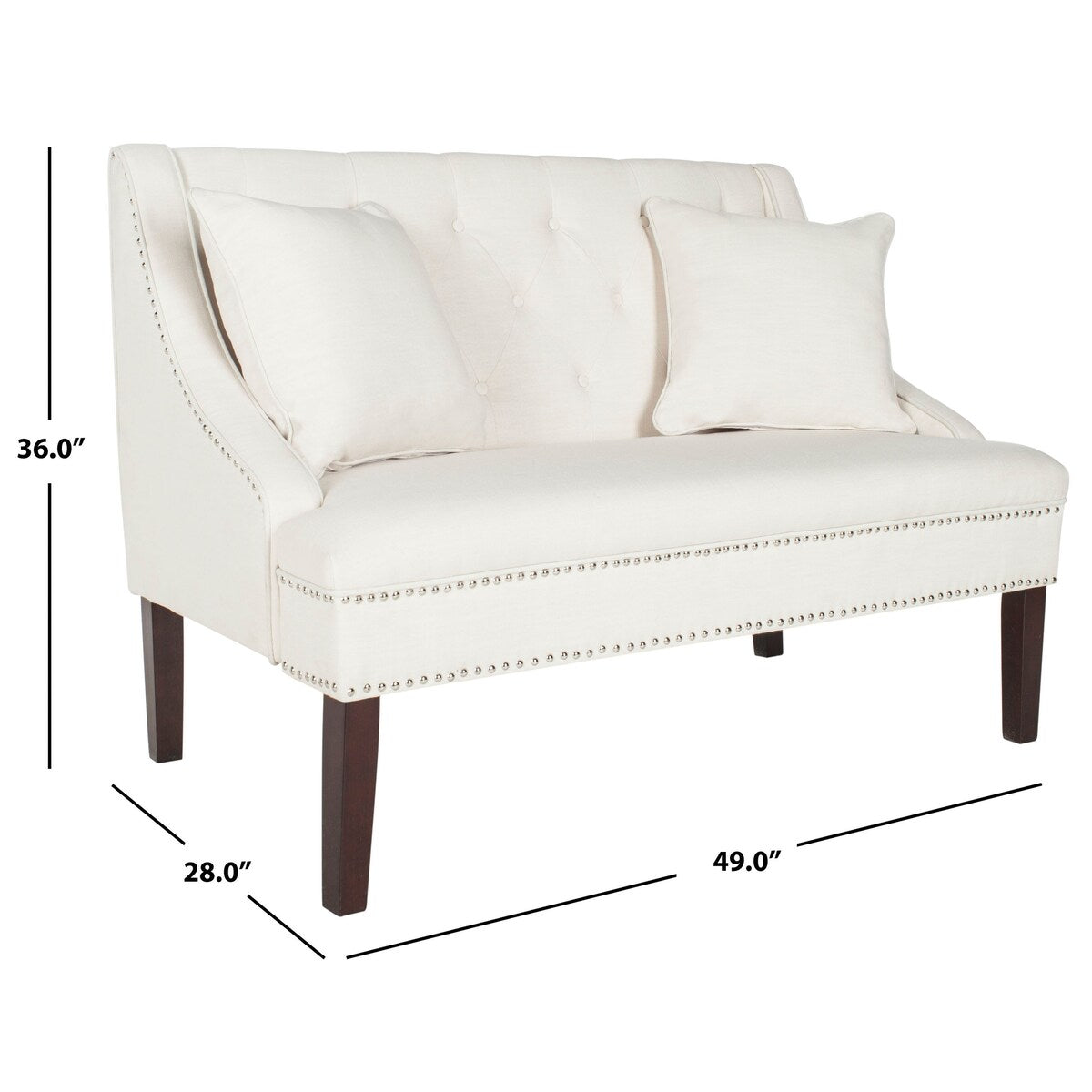 SAFAVIEH Nevjanka Modern Loveseat Settee - 49" x 28" x 36" - 49Wx28Dx36H