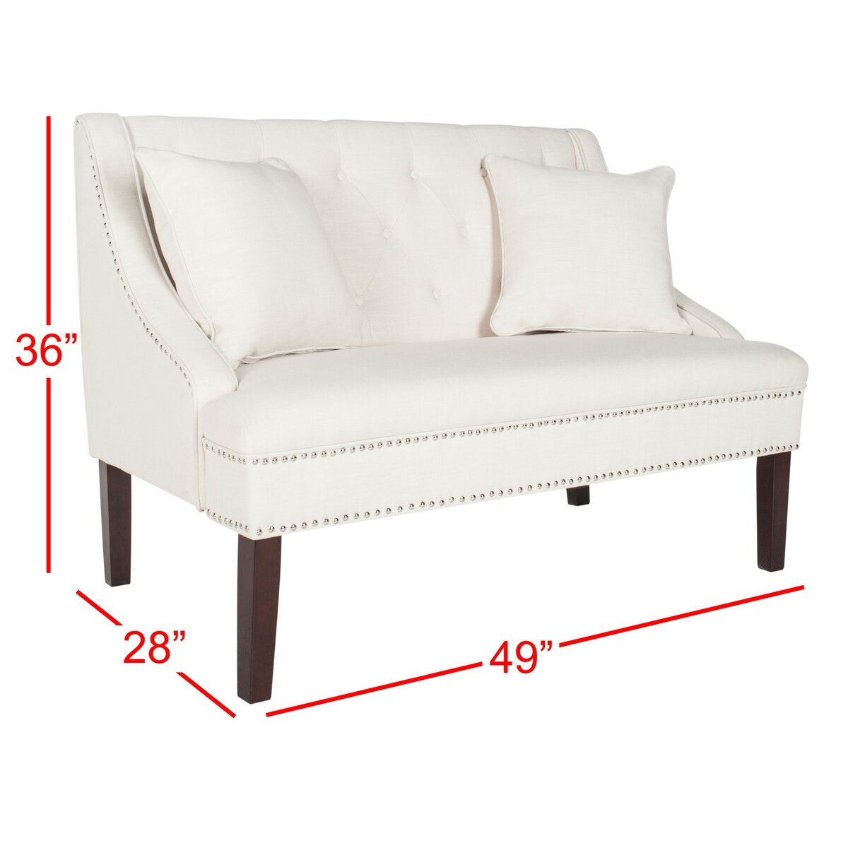 SAFAVIEH Nevjanka Modern Loveseat Settee - 49" x 28" x 36" - 49Wx28Dx36H