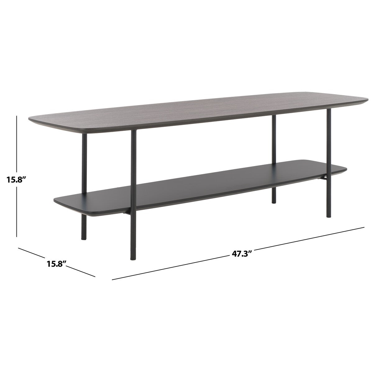 SAFAVIEH Norika Coffee Table with Lower Shelf - 47.3 In. W x 15.8 In. D x 15.8 In. H - 47Wx16Dx16H