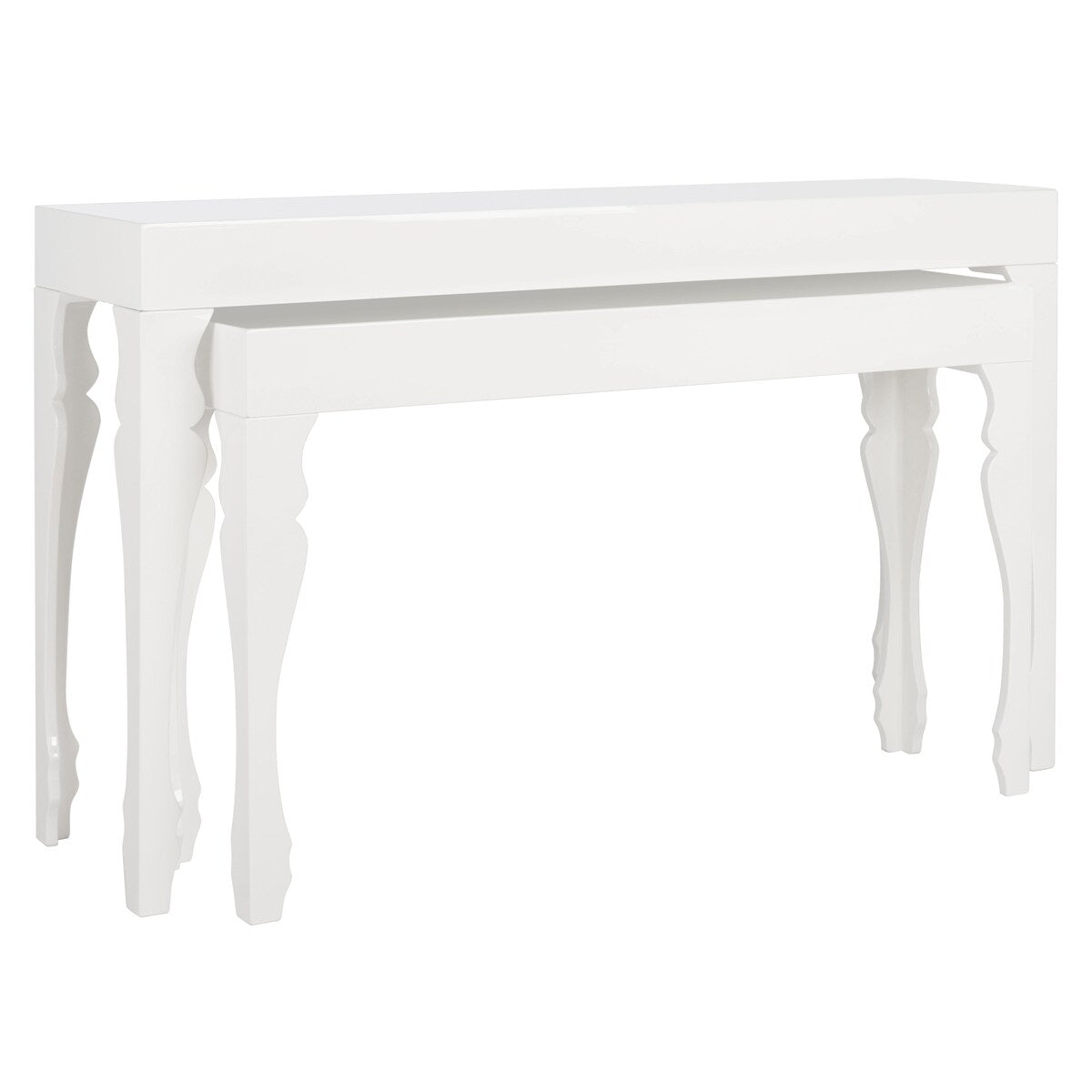 SAFAVIEH Norita White Lacquer Nesting Table - 51" x 13.3" x 31.5" - 51Wx13Dx32H