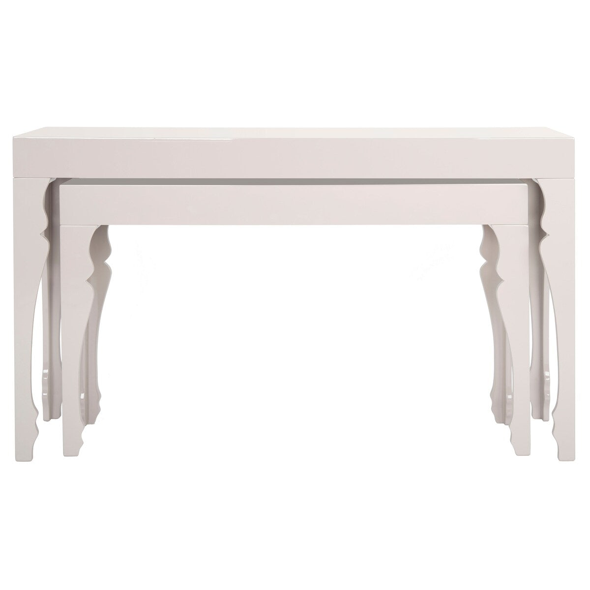 SAFAVIEH Norita White Lacquer Nesting Table - 51" x 13.3" x 31.5" - 51Wx13Dx32H