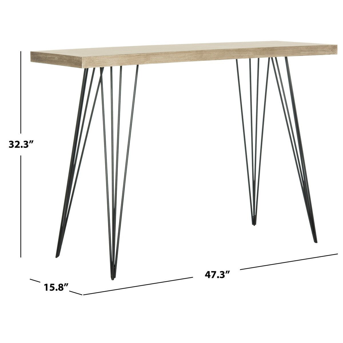 SAFAVIEH Nubar Mid-Century Wood Console - 47.3" x 15.8" x 32.3" - 47Wx16Dx32H