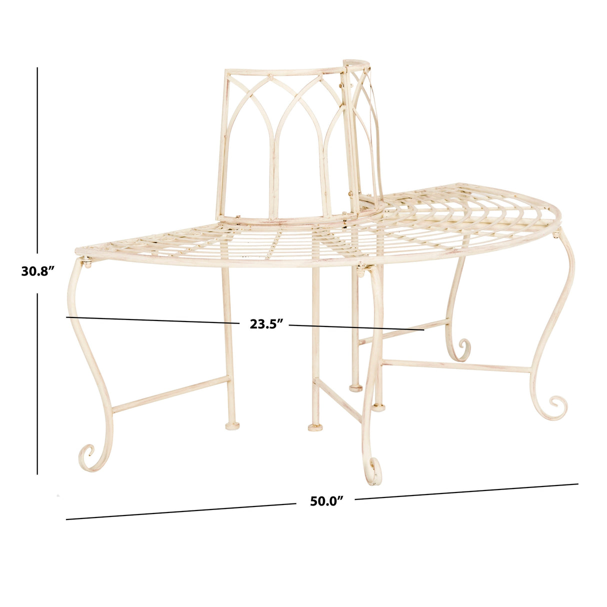 SAFAVIEH Nya Victorian Wrought Iron 50-inch Outdoor Tree Bench - 50 In. W x 24 In. D x 31 In. H - 50Wx24Dx31H