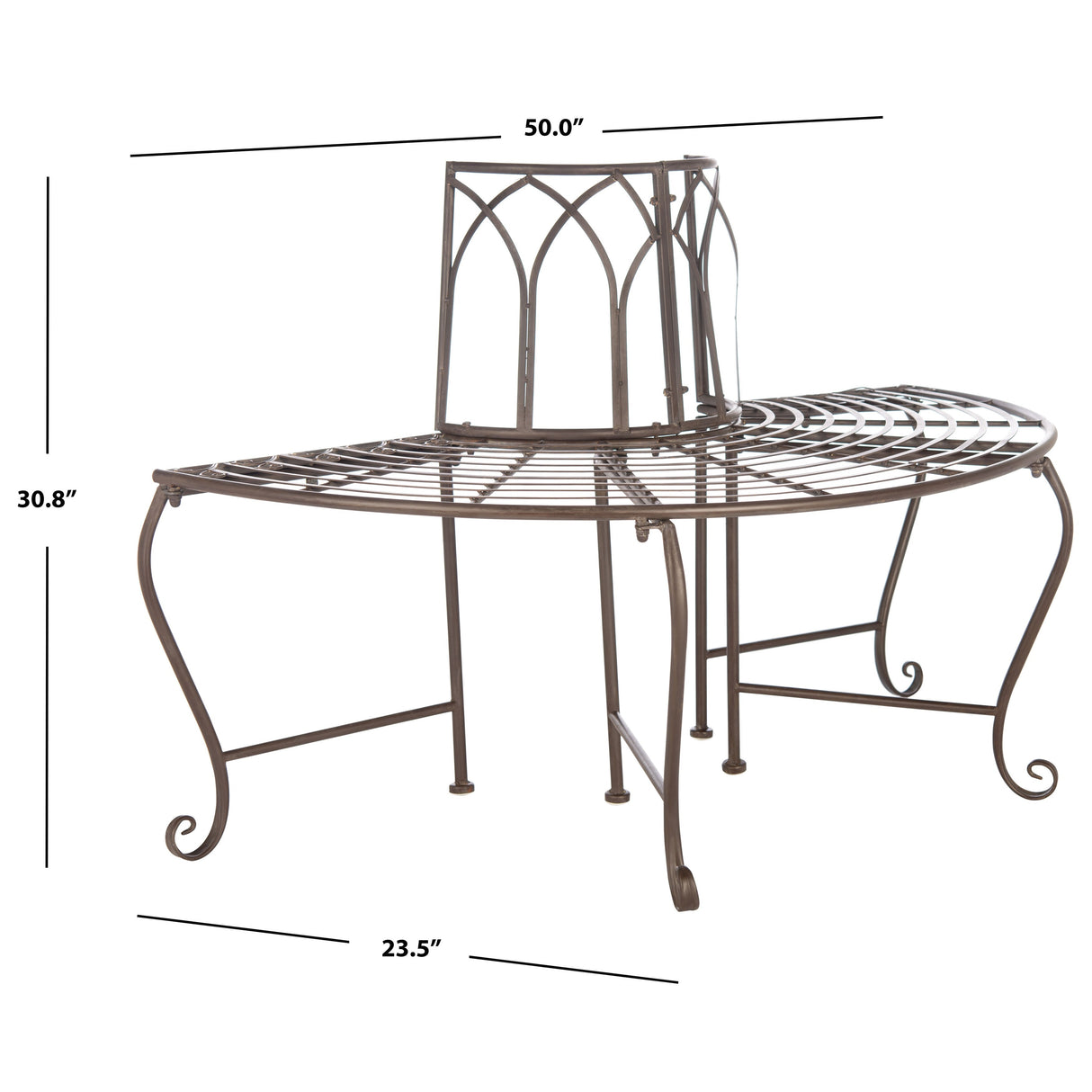 SAFAVIEH Nya Victorian Wrought Iron 50-inch Outdoor Tree Bench - 50 In. W x 24 In. D x 31 In. H - 50Wx24Dx31H