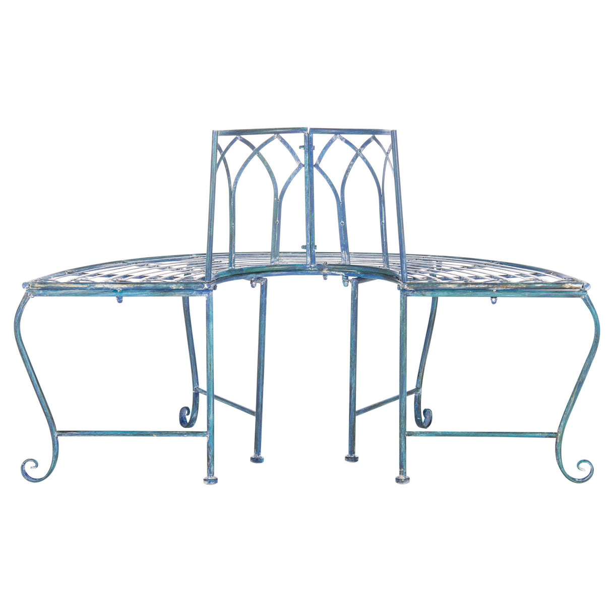 SAFAVIEH Nya Victorian Wrought Iron 50-inch Outdoor Tree Bench - 50 In. W x 24 In. D x 31 In. H - 50Wx24Dx31H