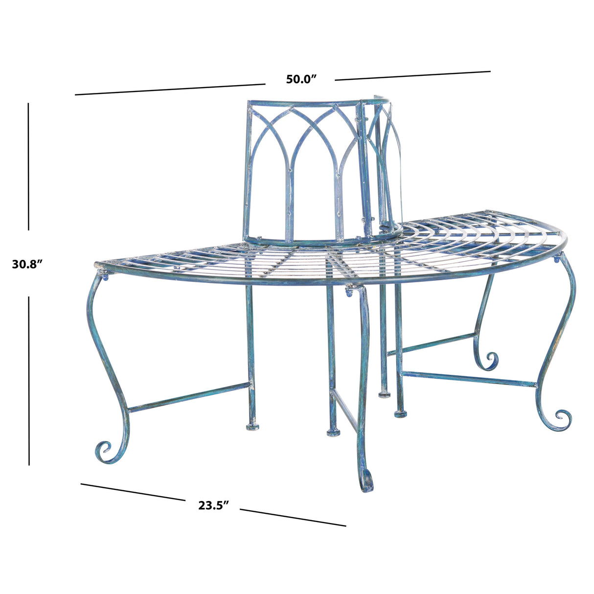 SAFAVIEH Nya Victorian Wrought Iron 50-inch Outdoor Tree Bench - 50 In. W x 24 In. D x 31 In. H - 50Wx24Dx31H