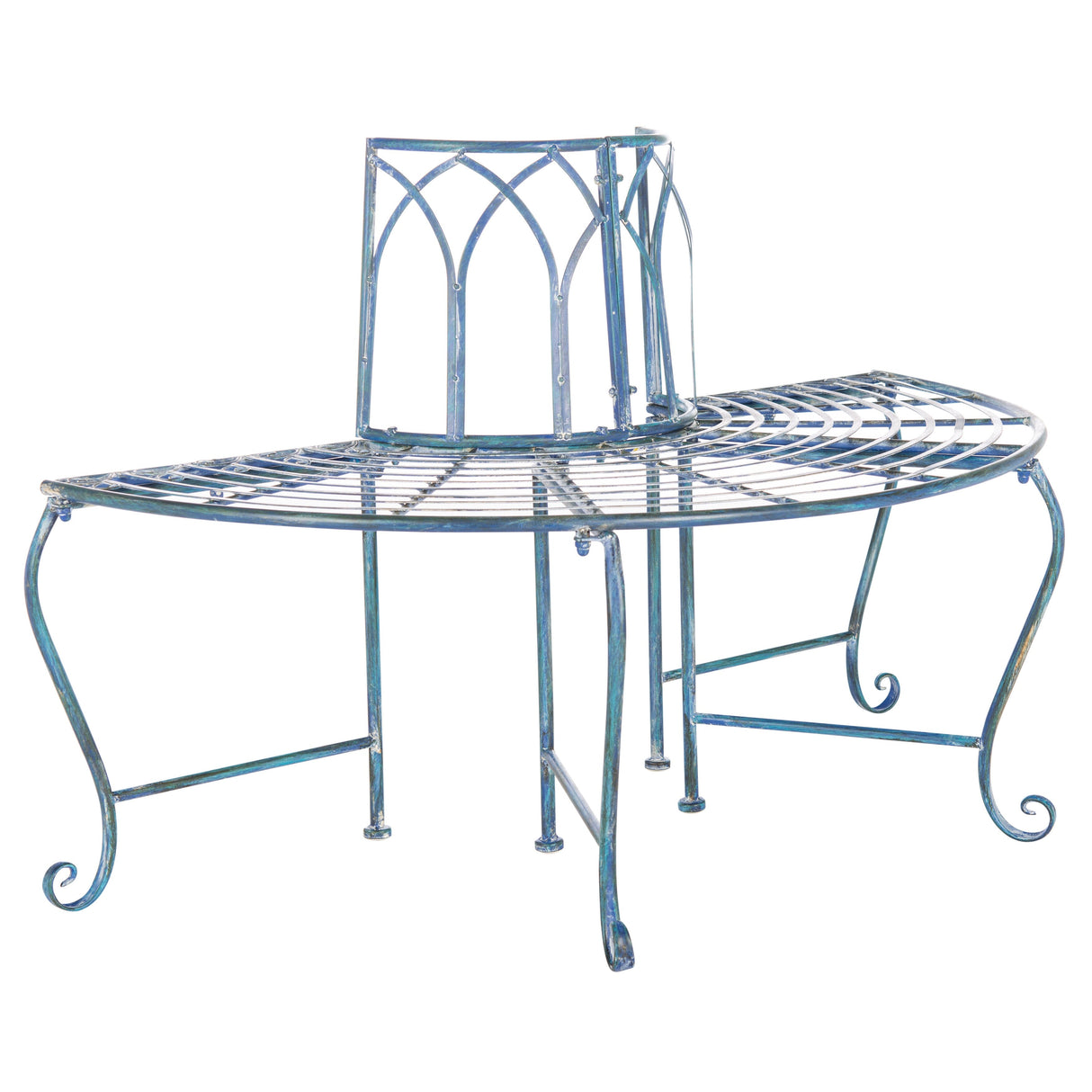 SAFAVIEH Nya Victorian Wrought Iron 50-inch Outdoor Tree Bench - 50 In. W x 24 In. D x 31 In. H - 50Wx24Dx31H