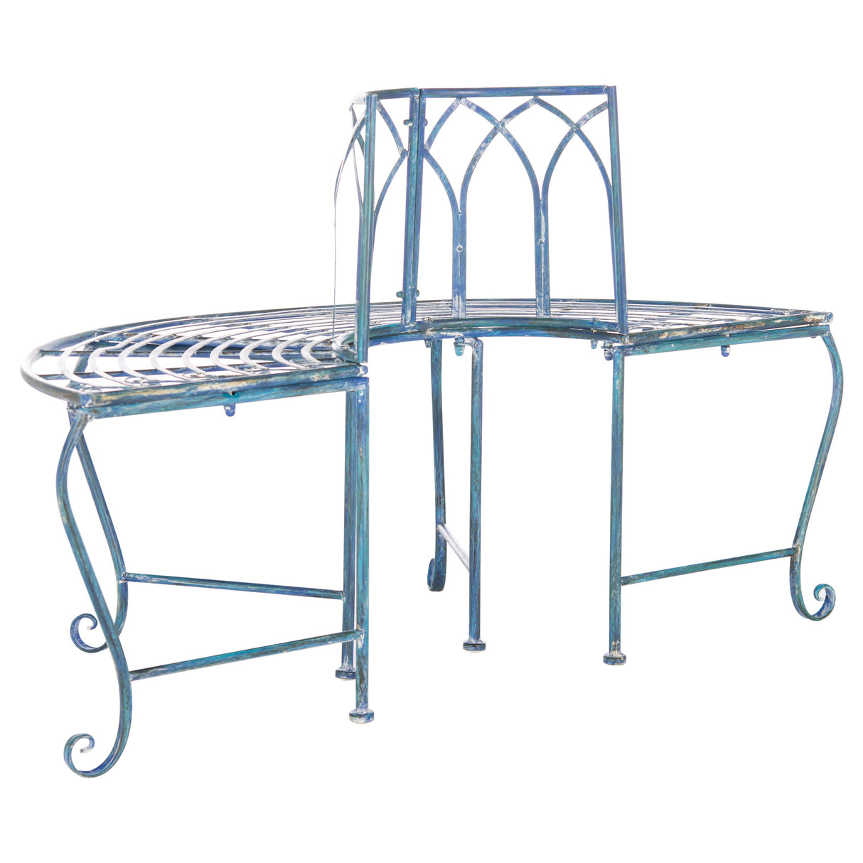 SAFAVIEH Nya Victorian Wrought Iron 50-inch Outdoor Tree Bench - 50 In. W x 24 In. D x 31 In. H - 50Wx24Dx31H