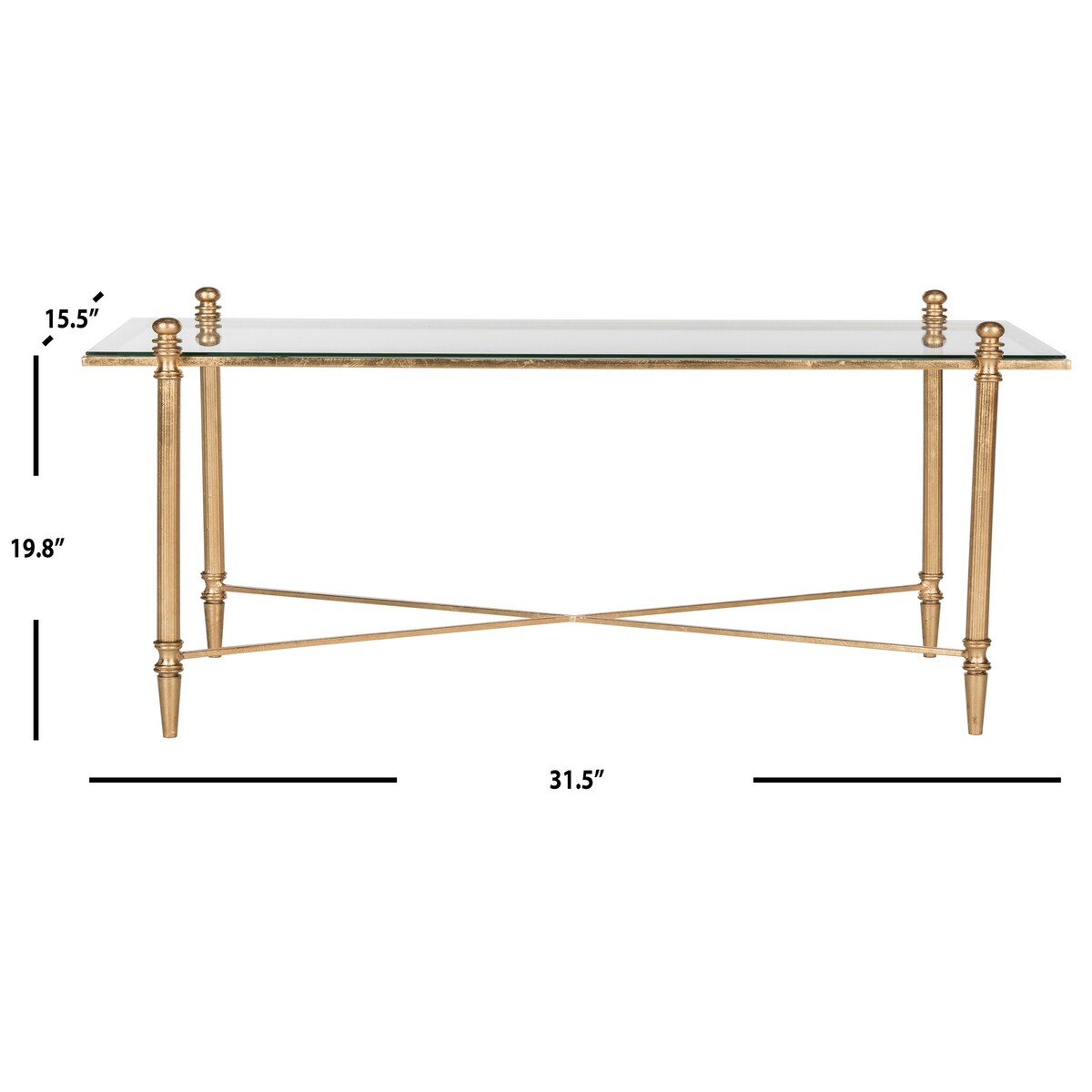 SAFAVIEH Olivera Antique Gold Leaf Coffee Table - 31.5" x 15.5" x 19.8" - 32Wx16Dx20H