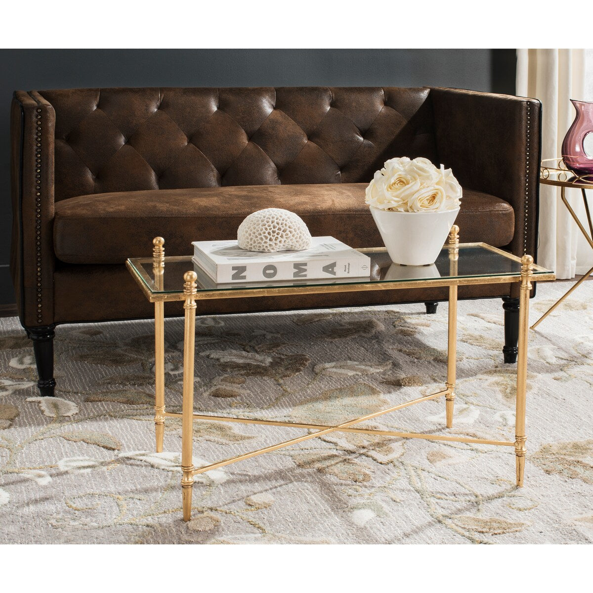 SAFAVIEH Olivera Antique Gold Leaf Coffee Table - 31.5" x 15.5" x 19.8" - 32Wx16Dx20H