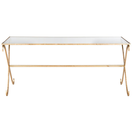 SAFAVIEH Olka Gold/ Tempered Glass Top Coffee Table - 43" x 20" x 18.3" - 43Wx20Dx18H