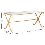 SAFAVIEH Olka Gold/ Tempered Glass Top Coffee Table - 43" x 20" x 18.3" - 43Wx20Dx18H