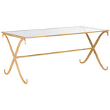 SAFAVIEH Olka Gold/ Tempered Glass Top Coffee Table - 43" x 20" x 18.3" - 43Wx20Dx18H