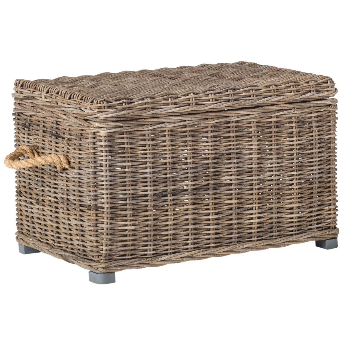 SAFAVIEH Orhideja Grey Natural Rattan Storage Trunk - 29.9" W x 18.1" L x 18.7" H - 30Wx18Dx19H