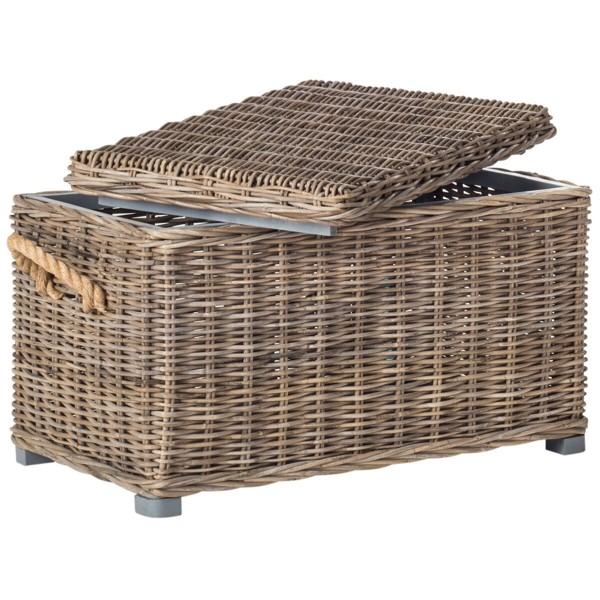 SAFAVIEH Orhideja Grey Natural Rattan Storage Trunk - 29.9" W x 18.1" L x 18.7" H - 30Wx18Dx19H