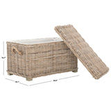 SAFAVIEH Orhideja Grey Natural Rattan Storage Trunk - 29.9" W x 18.1" L x 18.7" H - 30Wx18Dx19H