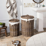 SAFAVIEH Osanna Rattan Round Laundry Baskets (Set of 2) - 16.9" x 16.9" x 25.5" - 17Wx17Dx26H