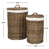 SAFAVIEH Osanna Rattan Round Laundry Baskets (Set of 2) - 16.9" x 16.9" x 25.5" - 17Wx17Dx26H