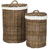 SAFAVIEH Osanna Rattan Round Laundry Baskets (Set of 2) - 16.9" x 16.9" x 25.5" - 17Wx17Dx26H