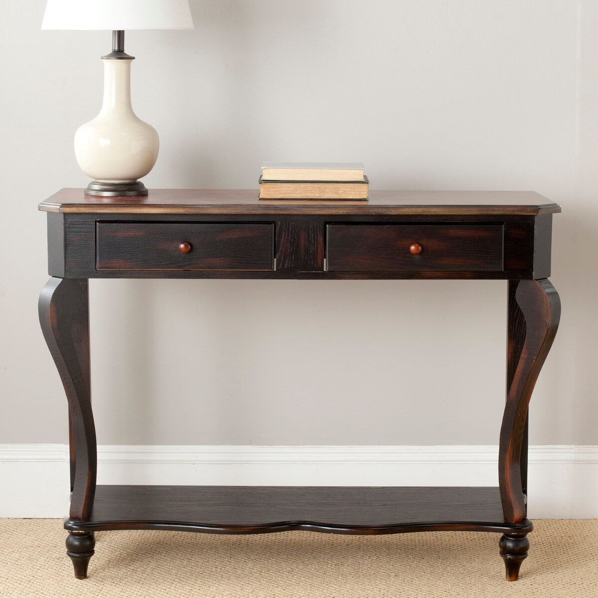 SAFAVIEH Otelia Dark Brown Wood Console Table. - 43Wx15Dx32H