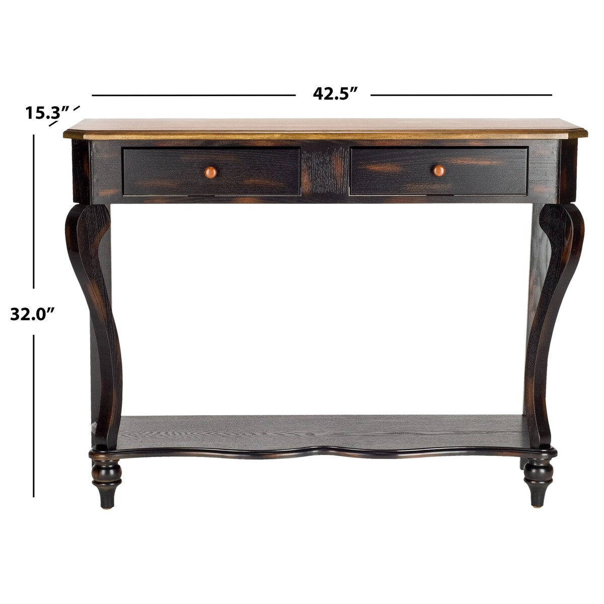 SAFAVIEH Otelia Dark Brown Wood Console Table. - 43Wx15Dx32H