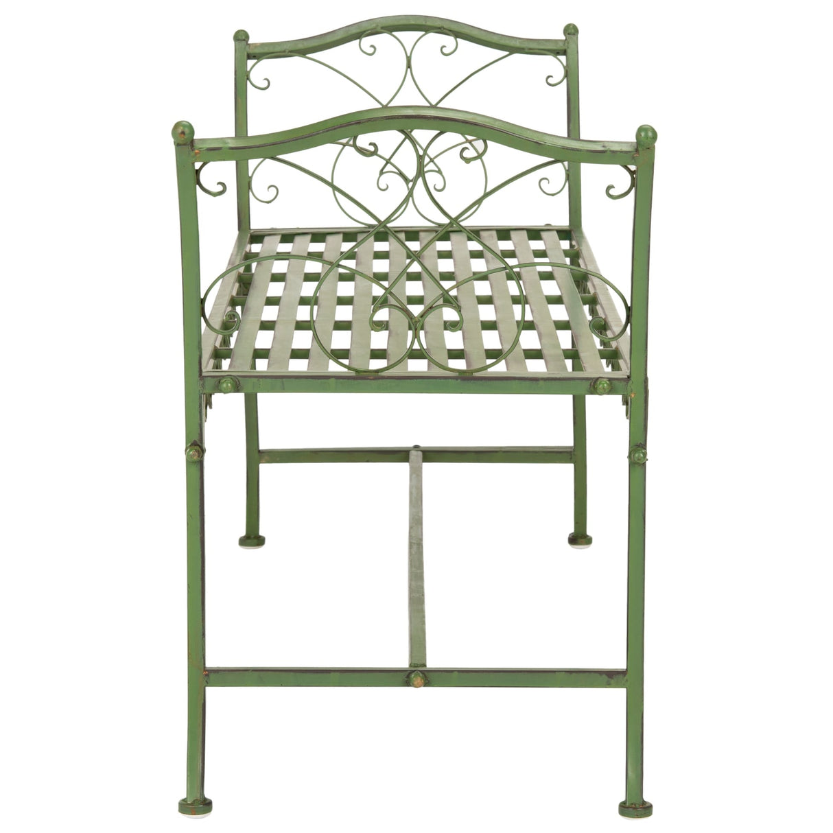 SAFAVIEH Outdoor Abagail Green Wrought Iron Garden Bench - 51" x 17" x 25.3" - 51Wx16Dx27H