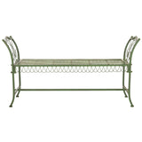 SAFAVIEH Outdoor Abagail Green Wrought Iron Garden Bench - 51" x 17" x 25.3" - 51Wx16Dx27H