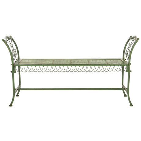 SAFAVIEH Outdoor Abagail Green Wrought Iron Garden Bench - 51" x 17" x 25.3" - 51Wx16Dx27H