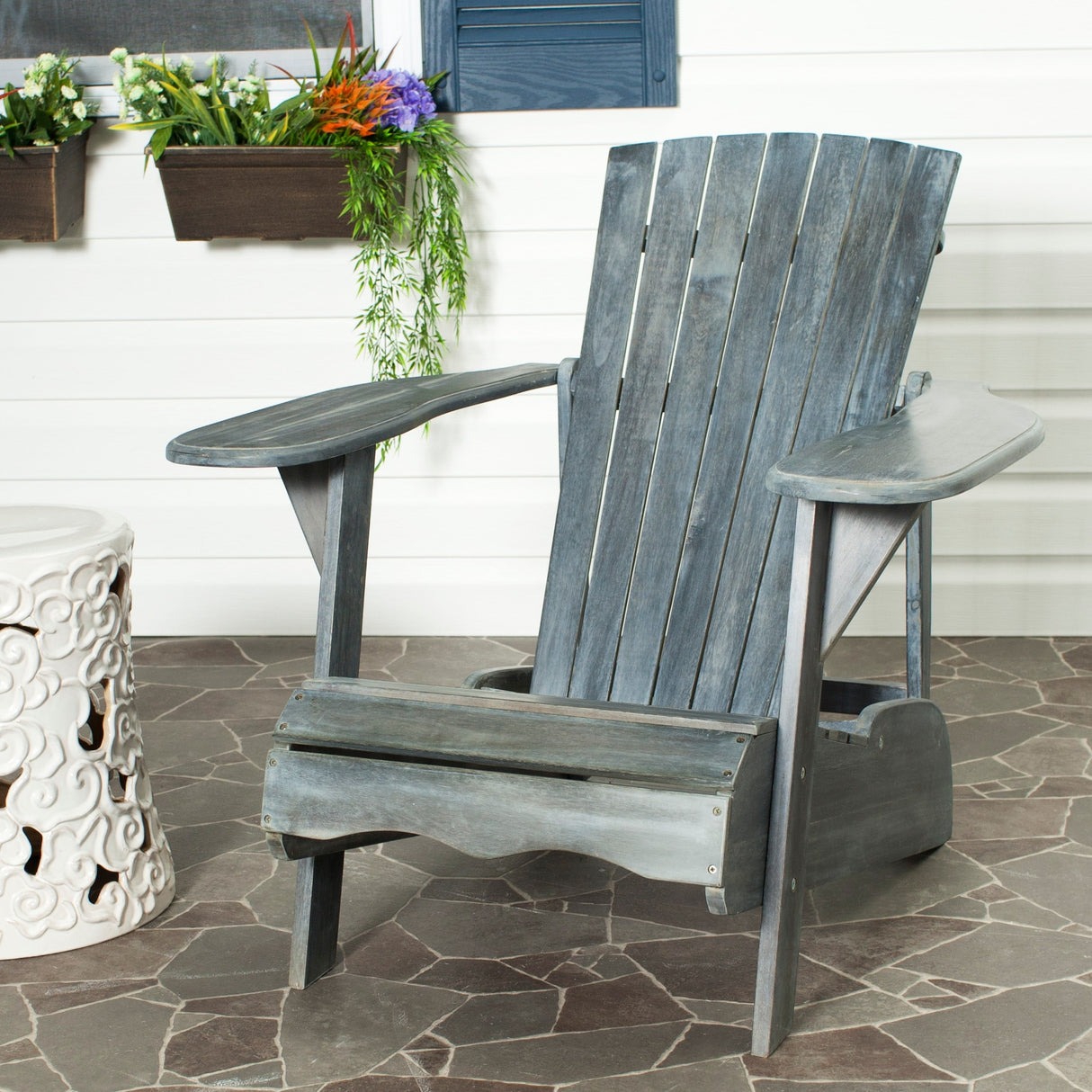 SAFAVIEH Outdoor Aire Adirondack Acacia Wood Chair - 34W x 33D x 37H