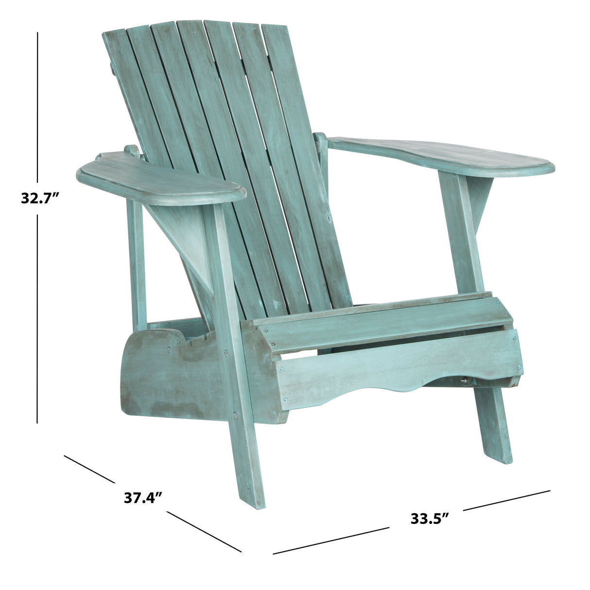 SAFAVIEH Outdoor Aire Adirondack Acacia Wood Chair - 34W x 33D x 37H