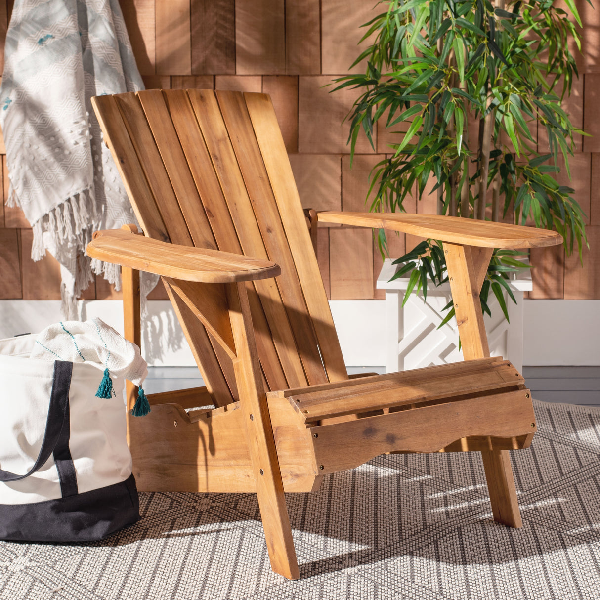 SAFAVIEH Outdoor Aire Adirondack Acacia Wood Chair - 34W x 33D x 37H