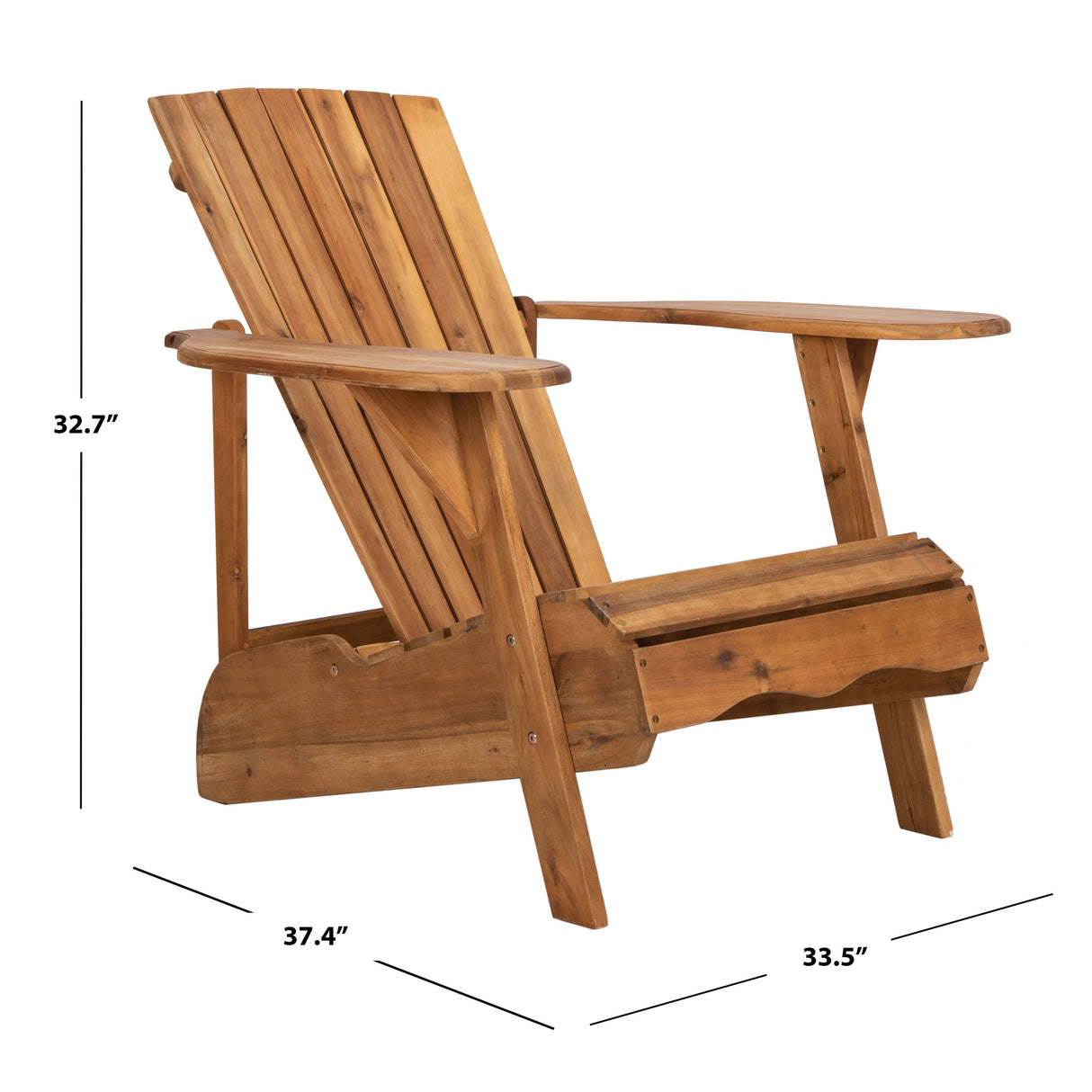 SAFAVIEH Outdoor Aire Adirondack Acacia Wood Chair - 34W x 33D x 37H