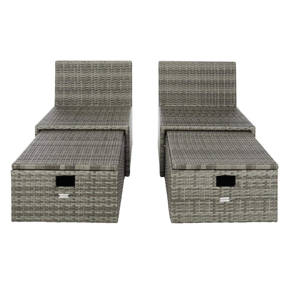 SAFAVIEH Outdoor Algrid Settee with Storage Ottomans (Set of 2) - 29Wx23Dx25H