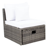 SAFAVIEH Outdoor Algrid Settee with Storage Ottomans (Set of 2) - 29Wx23Dx25H