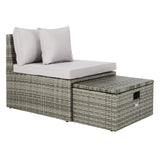 SAFAVIEH Outdoor Algrid Settee with Storage Ottomans (Set of 2) - 29Wx23Dx25H