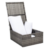 SAFAVIEH Outdoor Algrid Settee with Storage Ottomans (Set of 2) - 29Wx23Dx25H