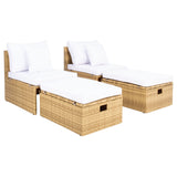 SAFAVIEH Outdoor Algrid Settee with Storage Ottomans (Set of 2) - 29Wx23Dx25H