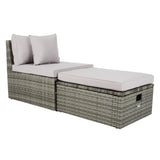 SAFAVIEH Outdoor Algrid Settee with Storage Ottomans (Set of 2) - 29Wx23Dx25H