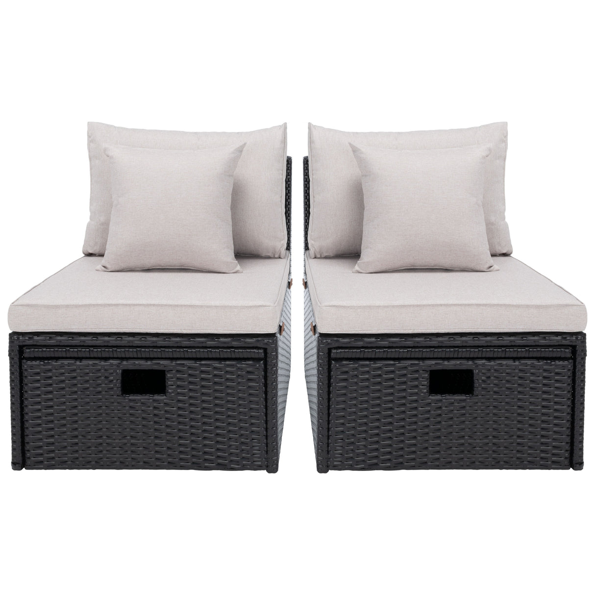 SAFAVIEH Outdoor Algrid Settee with Storage Ottomans (Set of 2) - 29Wx23Dx25H