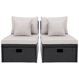 SAFAVIEH Outdoor Algrid Settee with Storage Ottomans (Set of 2) - 29Wx23Dx25H