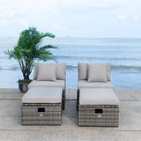 SAFAVIEH Outdoor Algrid Settee with Storage Ottomans (Set of 2) - 29Wx23Dx25H